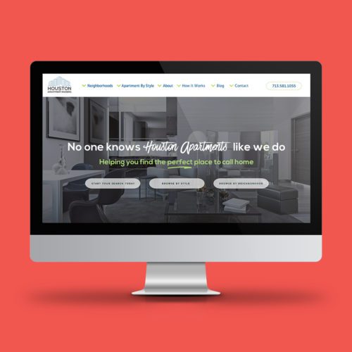 Houston Apartment Insiders website on computer