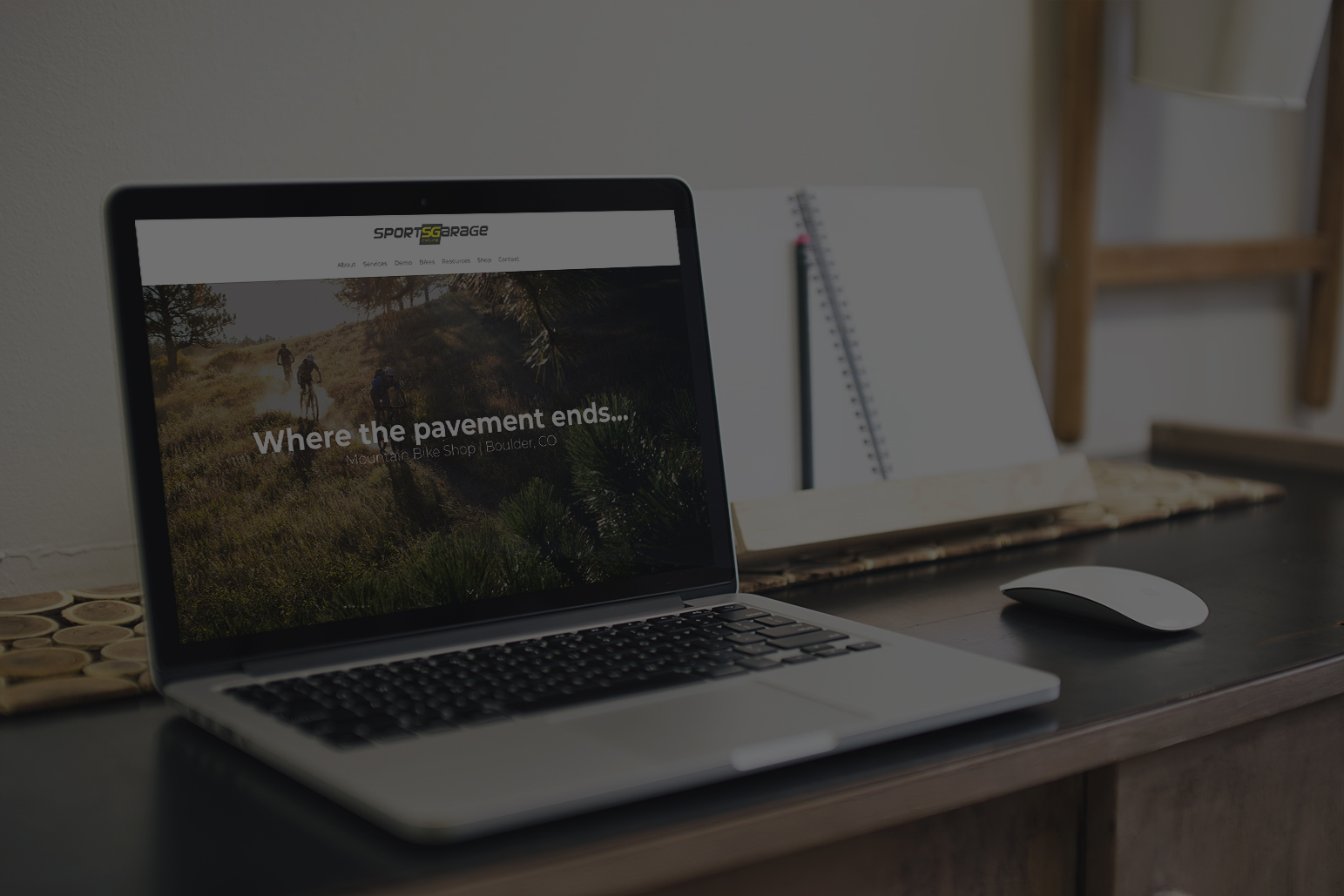 Sports Garage website on laptop screen