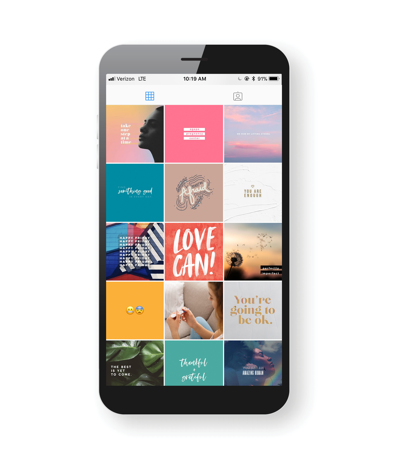 Agape Pregnancy Center Instagram feed mockup on phone