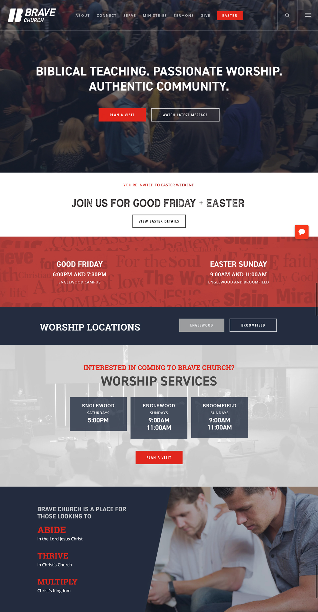 BRAVE Church homepage design