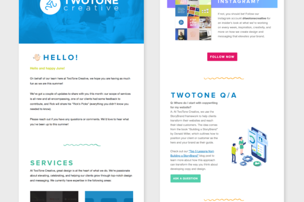 TwoTone email design