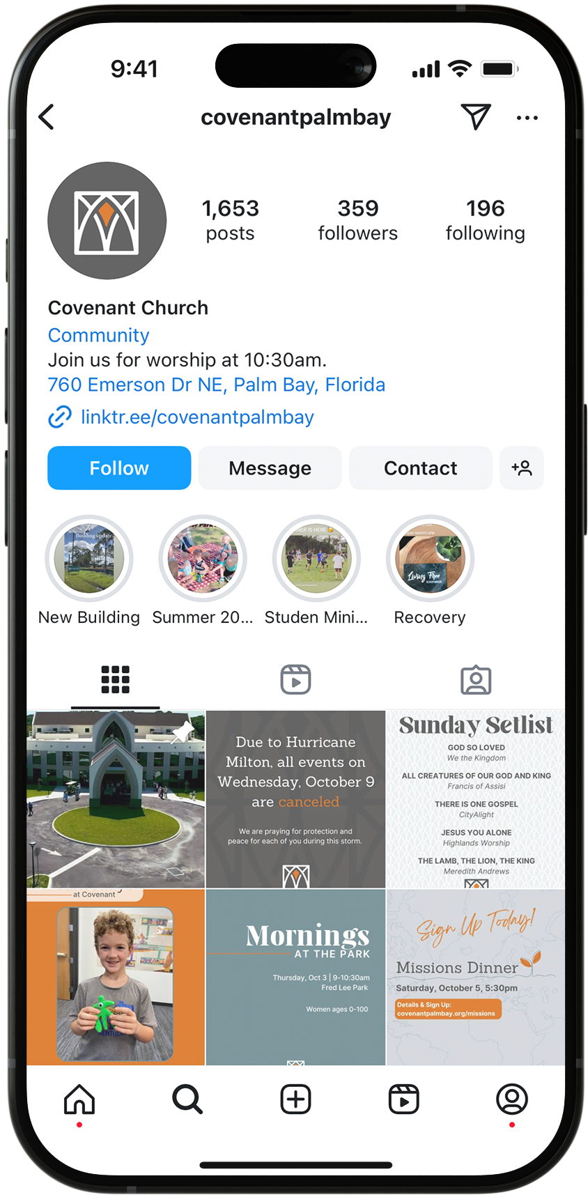covenant palm bay instagram mockup at TwoTone Creative