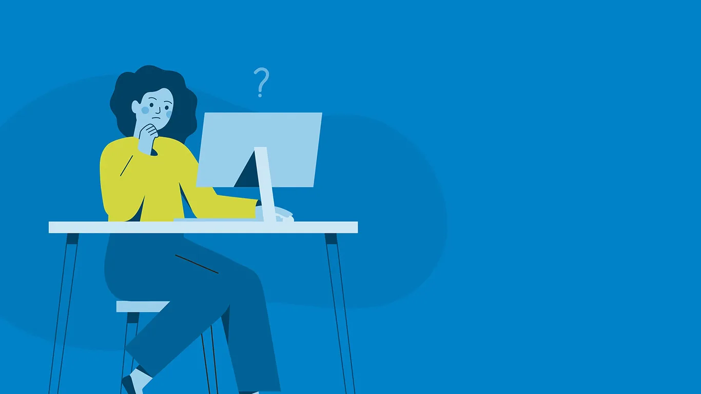 Woman thinking at computer desk illustrating WordPress and WP Engine conflict concerns.