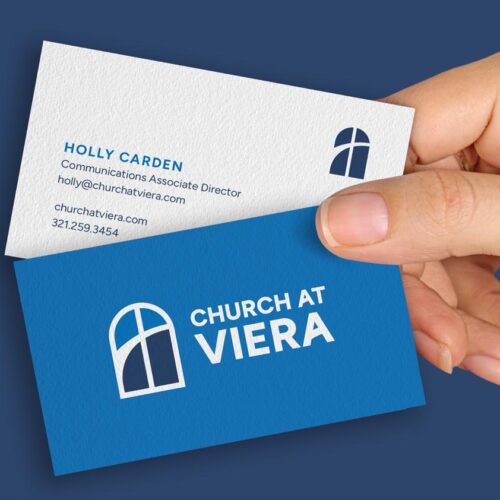 Church at Viera logo and business card design showcasing brand identity and visual direction.