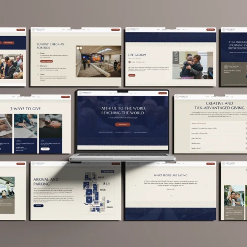 Website mockup showcasing church website design and digital marketing case study by TwoTone Creative.