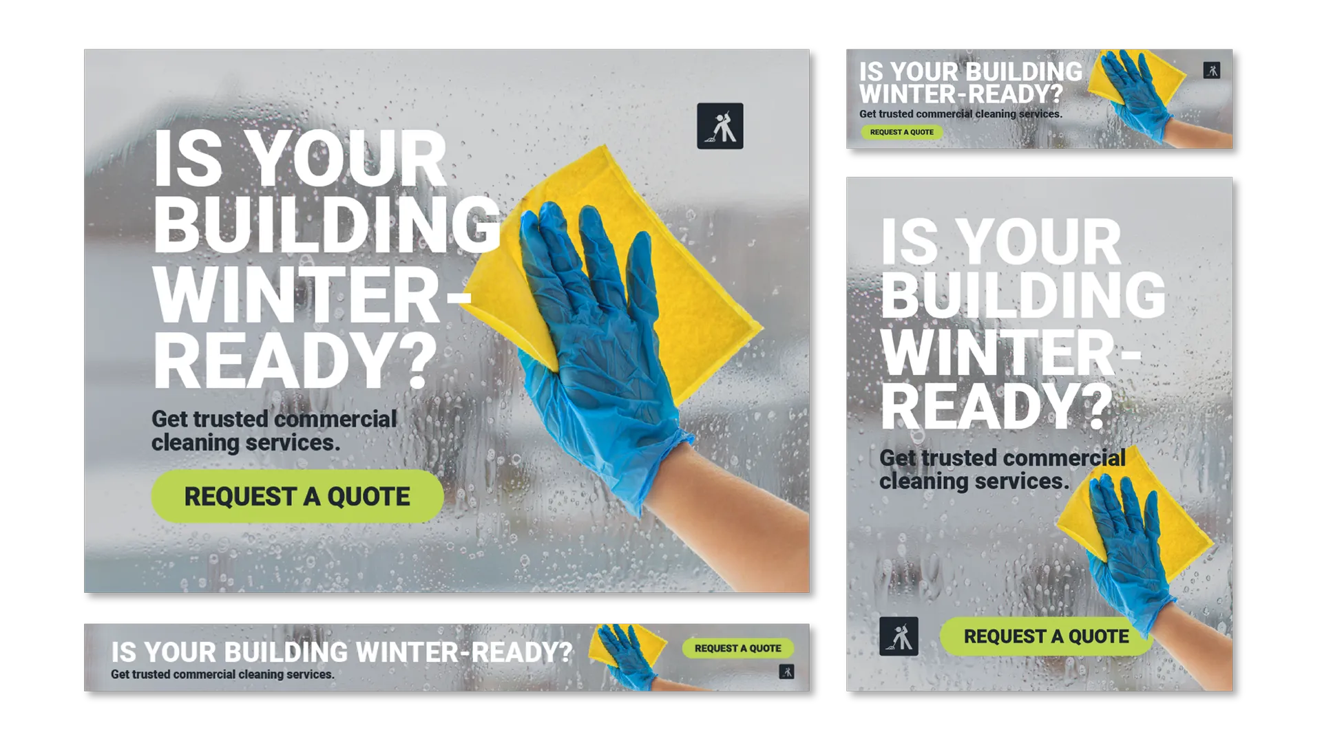Digital ad campaign examples for commercial cleaning services and Night Shift Cleaning case study.