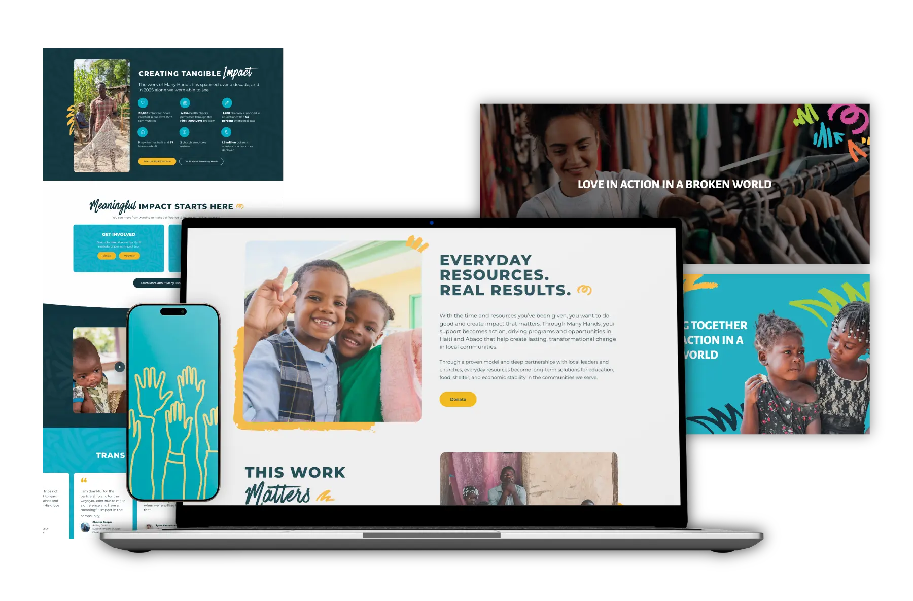 TwoTone Creative case study mockups showcasing website design and digital marketing for Iowa organizations