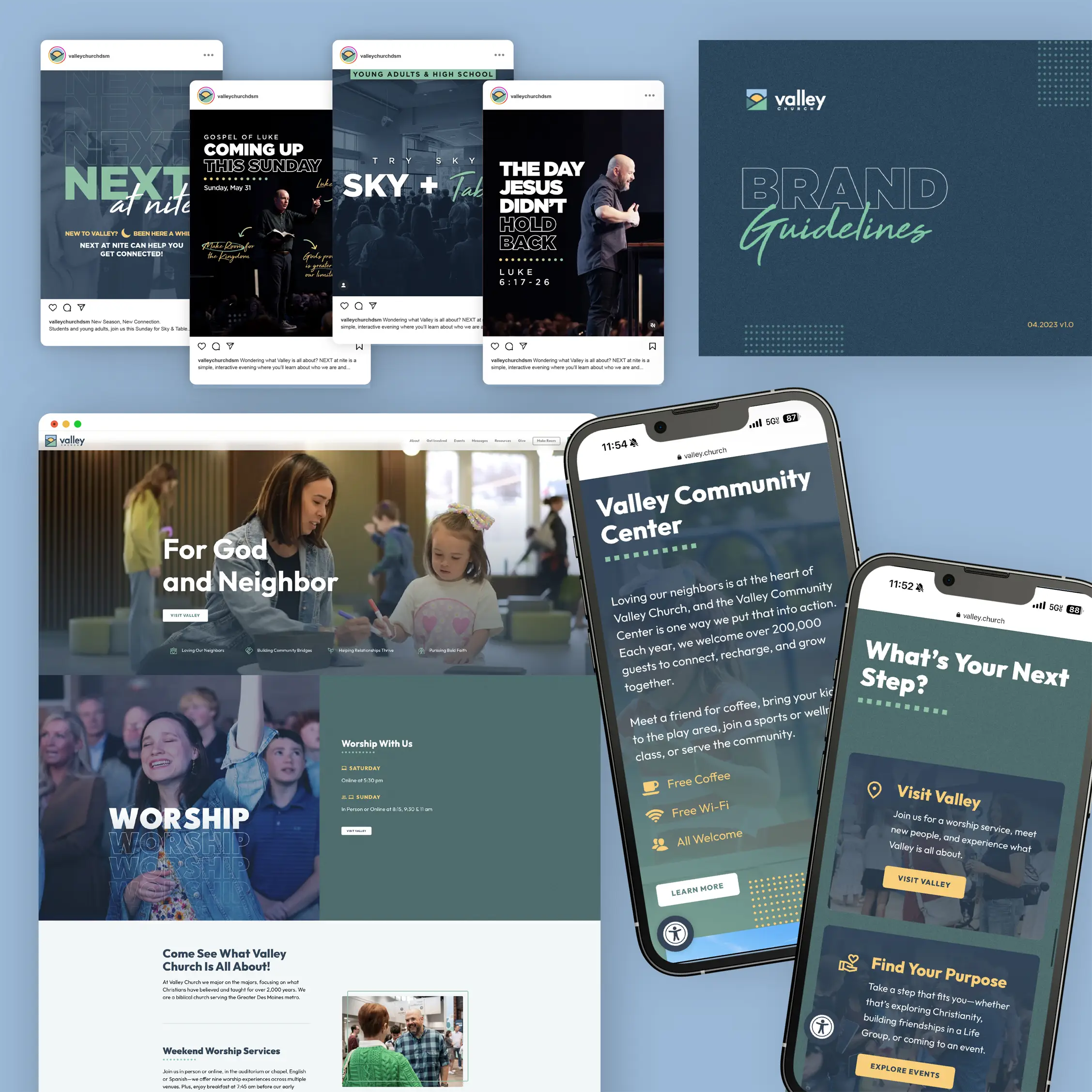 TwoTone Creative website mockup showcasing Valley Community Church digital marketing and branding.