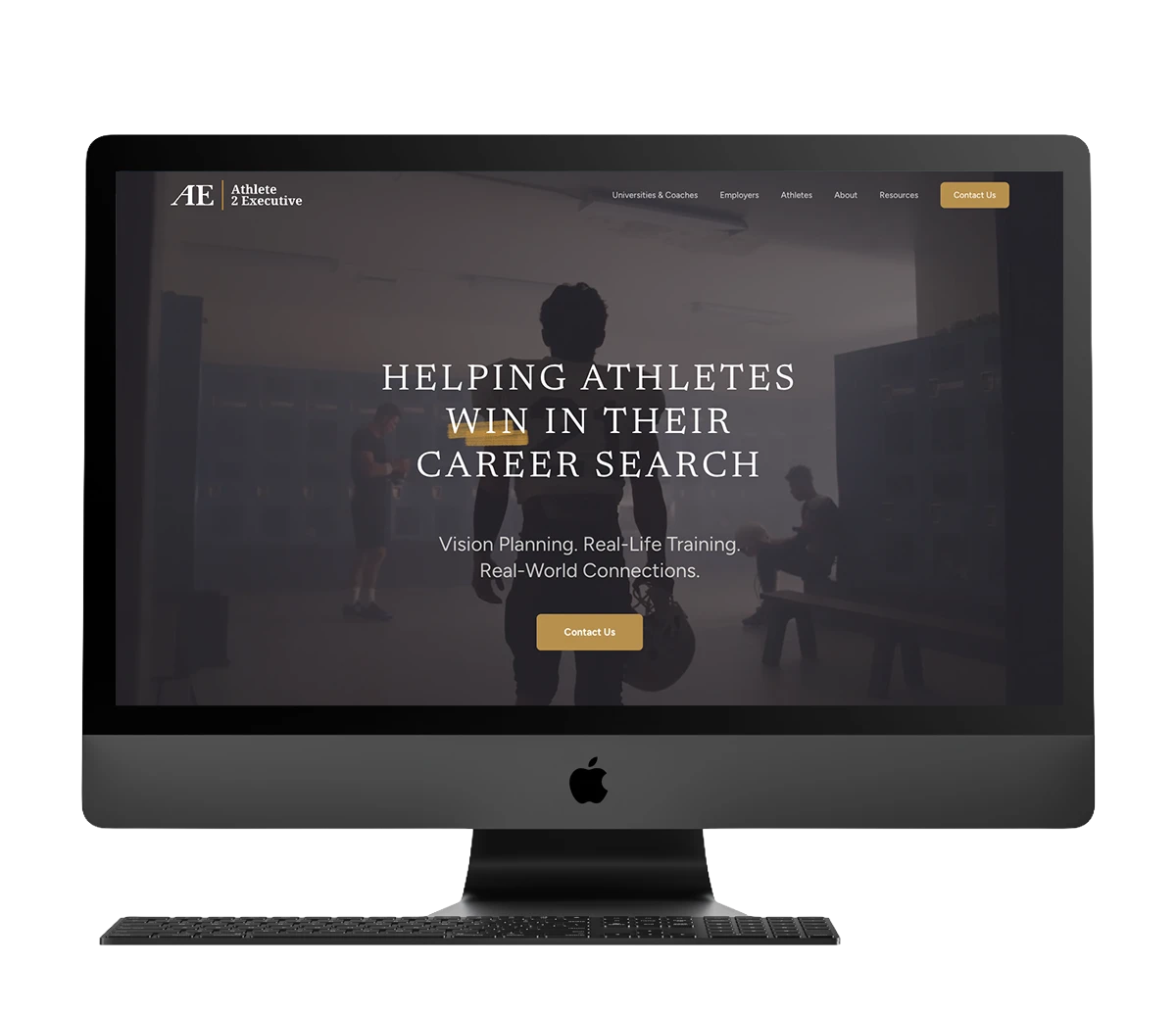 Athlete2Exec website design showcasing career development for athletes and coaches.