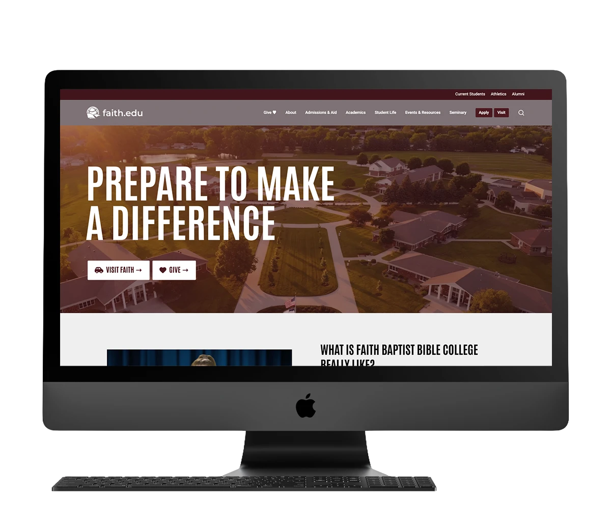 Faith Baptist Bible College website design and development by TwoTone Creative.