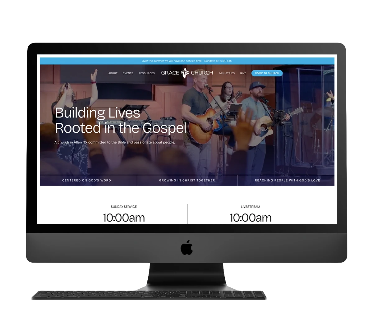 Grace Church website design showcasing church services and ministries.