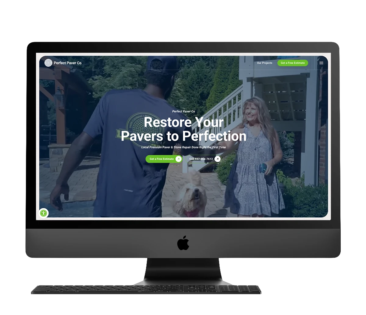 Website design showcasing Perfect Paver Co. and their services, restoring pavers to perfection.