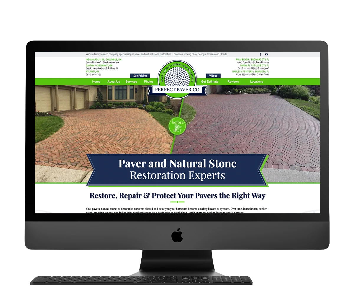 Outdated website design for Paver Restoration Experts before TwoTone Creative redesign.