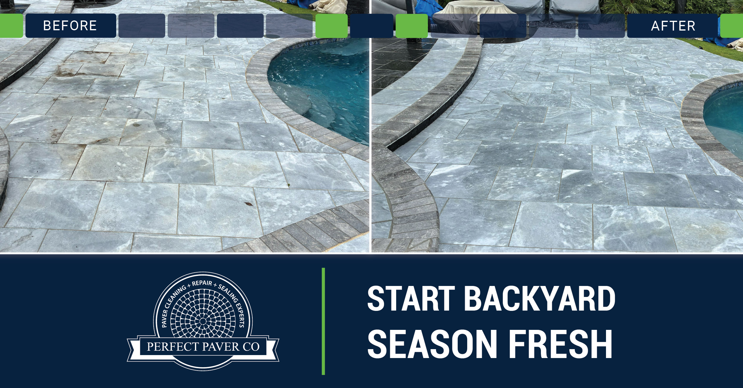 Perfect Paver Co before and after paver cleaning and sealing, digital marketing campaign ad.
