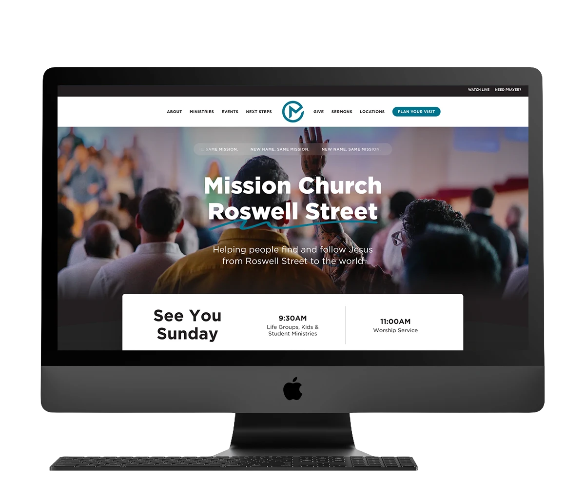 Website design for Mission Church Roswell Street and TwoTone Creative client work.