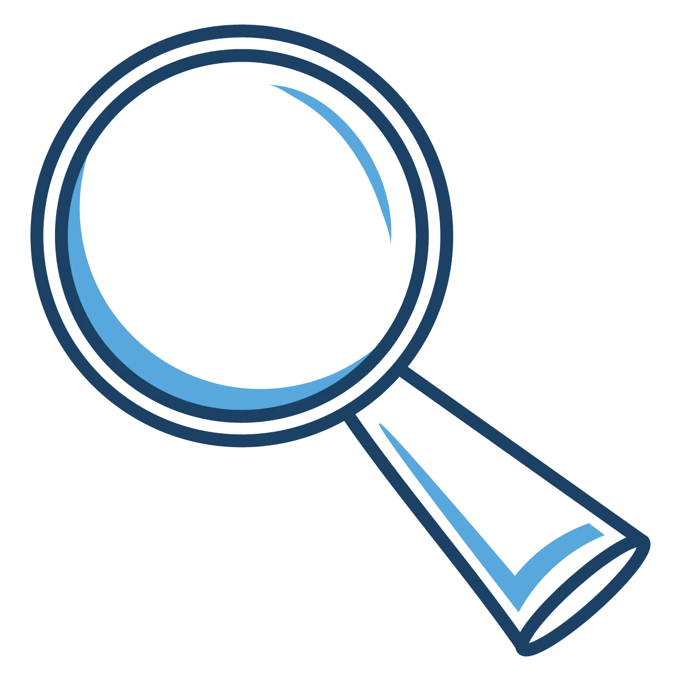 Magnifying glass icon representing website strategy and custom design process.