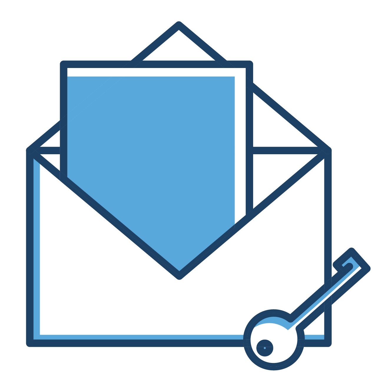 TwoTone Creative team traditions: Murder Mystery event icon with envelope and key.