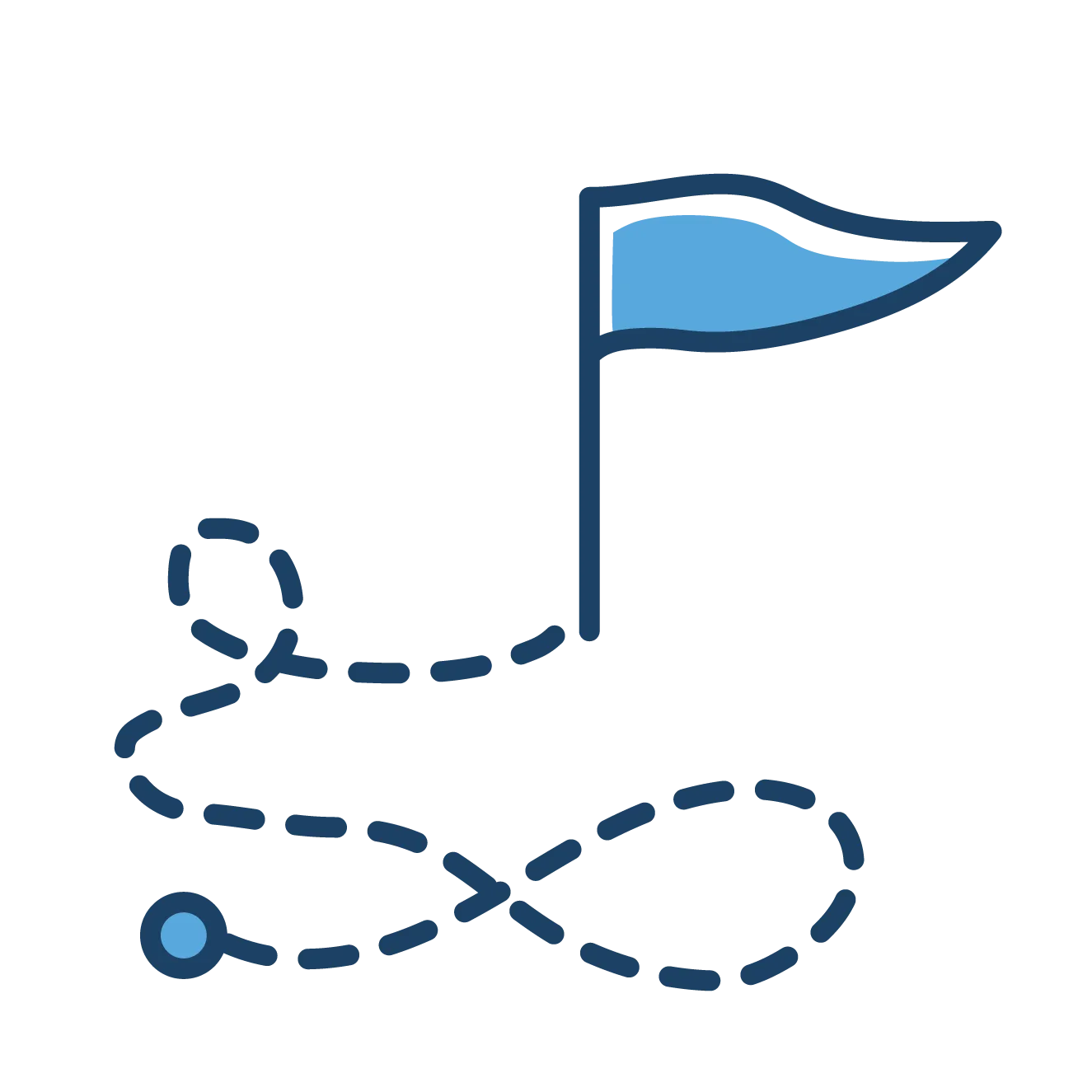 Flag marking a path illustrating strategic content direction and clear messaging.
