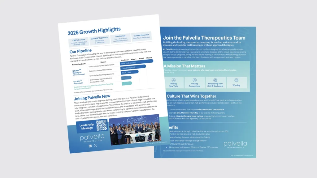 infographic_tt-palvella-case-study-04 Palvella Therapeutics marketing materials and infographic showcasing growth highlights and leadership.