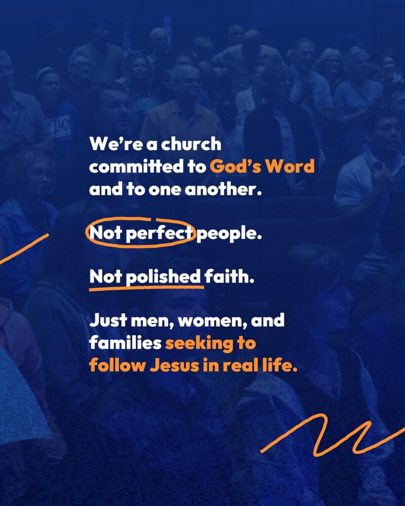 LifeSpring Church congregation and graphics promoting commitment to God's Word and community.