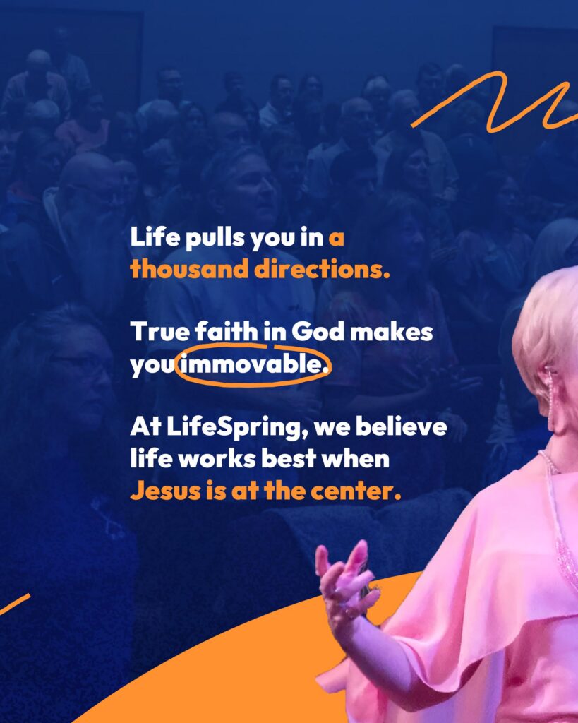 LifeSpring Church graphic design featuring sermon series message and engaged congregation.