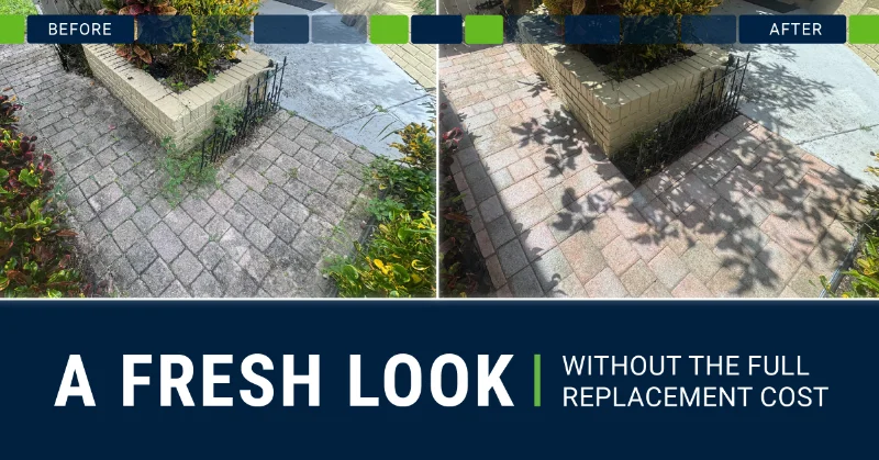 perfect-paver-ads-5 Before and after paver restoration showcasing dramatic transformation and fresh look.