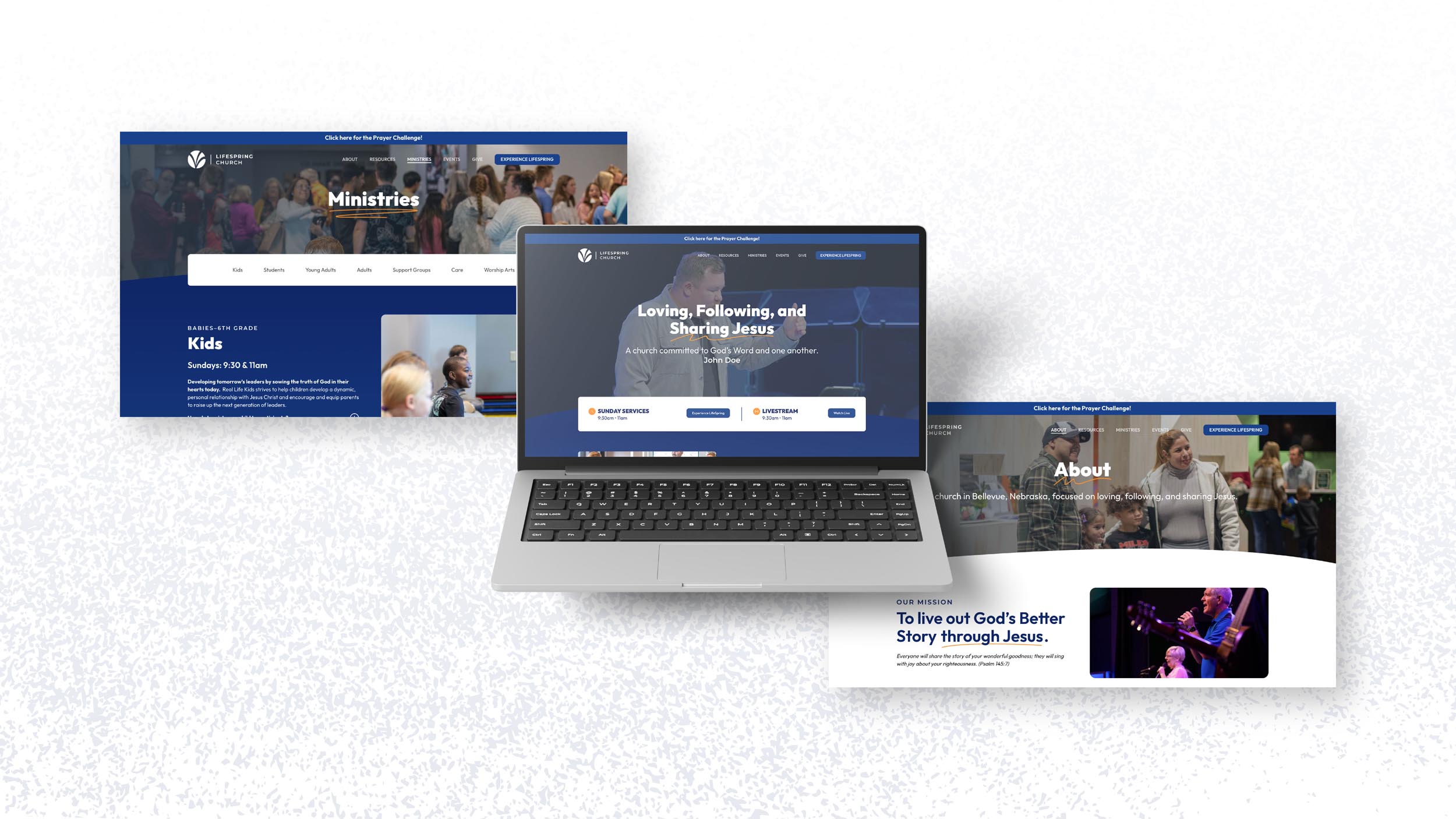 LifeSpring Church website design and development showcasing clean, modern design and improved navigation.